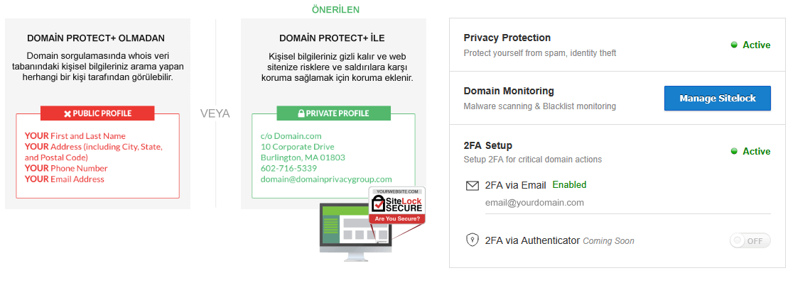 Domain Protect+ Alan Adı Güvenlik Paketi